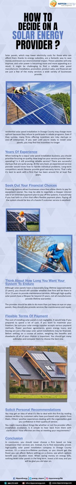 How to Decide on a Solar Energy Provider?