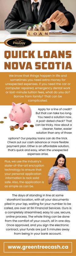 Quick Loans Nova Scotia | Speedy Funding Solutions | Greentreecash