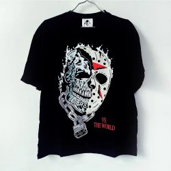 Jason Costume, Black Friday Jason Mask Print T-Shirt Oversized Short Sleeve $36.95
