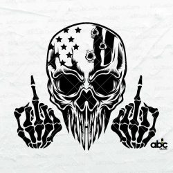 Skeleton Middle Finger Svg, USA Skull Middle Finger Svg File | Patriotic Skull Svg | Skull Svg | ...