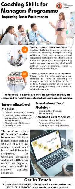 ICF Coaching Skills for Managers Programs – Coach Transformation Academy