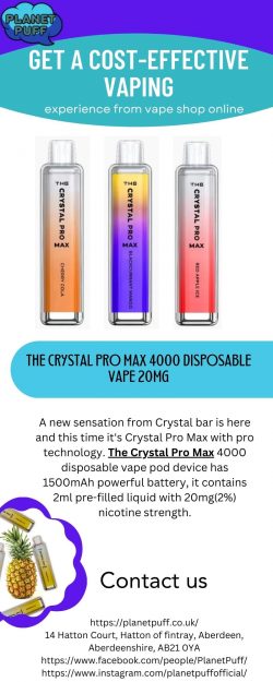 Get a cost-effective Crystal Pro Max vaping experience from a Planetpuff.