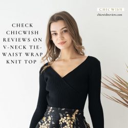 Check Chicwish reviews On V-NECK TIE-WAIST WRAP KNIT TOP