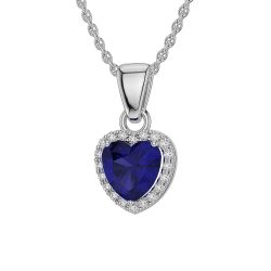 Heart Shape Sapphire and Diamond Necklace in Gold & Platinum