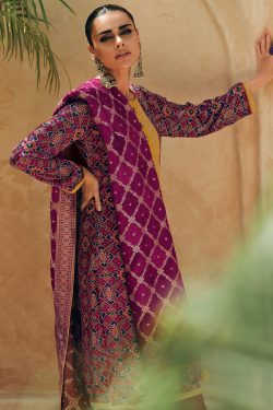 Buy Plum Silk Printed & Embroidered Kurta Set Online at Like A Diva