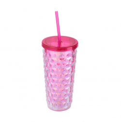 Diamond Cup Plastic Straw Tumbler