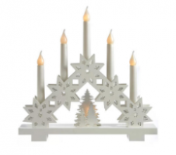 Christmas Candle Bridge Wood Finish Arch 7 Twinkling