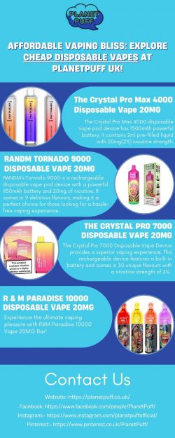 Affordable Vaping Bliss: Explore Cheap Disposable Vapes at PlanetPuff UK!