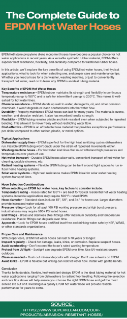 The Complete Guide to EPDM Hot Water Hoses