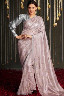 Get Pale Pink Tissue Silk Reception Saree