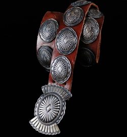 VINTAGE STERLING SILVER CONCHO BELT