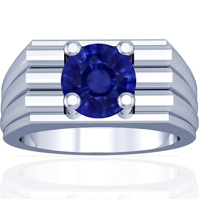 Perfect Prong Set Setting Mens Sapphire Ring