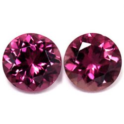 Splendid Round Matched Pair Pink Tourmaline Stud Earrings, 3.74 Carats