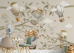 Floating Balloons Nursery Mural