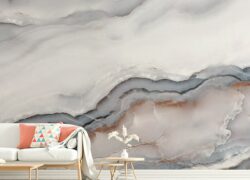 Striking White Clouded Marble Wallpaper