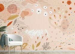 Trendy Abstract Floral Art Wallpaper Mural