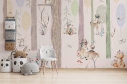 Pink Colour Forest Wallpaper Mural