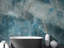 Aqua Stone Cracked Texture Wallpaper Mural