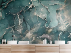 Teal Colored Marble Wallpaper Mural