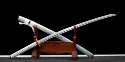 Hand Forged Japanese Samurai Katana: 9260 Spring Steel, Bo-Hi, Floral Saya