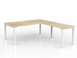 OL Axis Desk with Return – Oak Top with White Frame