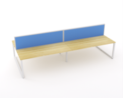 Ol Anvil Desk 4-User Double Sided Workspace with Breathe Screen & White Frame Oak Top