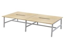OL Axis Trestle 4 User Bench – Oak Top with White Frame