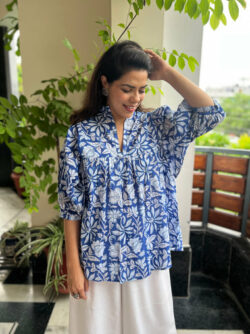Buy High-Quality Blue Cotton Tops for Casual and Formal Wear Online