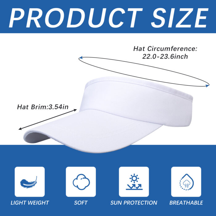 White Empty Top Hat Bulk,Solid Color Blank Adjustable Sport Sun Visor Hats