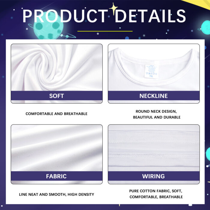 Sublimation Blank T-Shirts Round Collar Short Sleeves kid White Polyester t Shirts