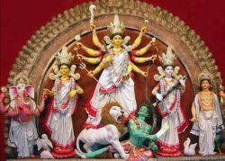 Handcrafted Fiberglass Durga Idol — Vibrant & Easy to Install