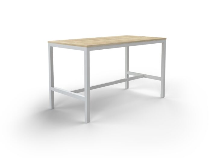 OL Axis Bar Leaner Table – Oak Top with White Frame