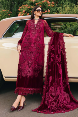 Shop 3PC Unstitched Embroidered Cambric Suit | Pakistani Suits Online – Tayaba