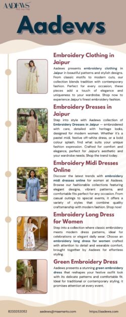 Embroidery Clothing in Jaipur Available in Beautiful Patterns and Fashionable Styles