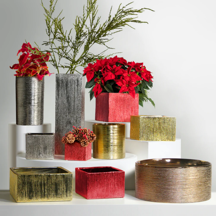 Etched Metallic Red Cube & Squares Collection
