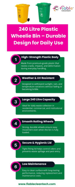 240 Litre Plastic Wheelie Bin for Efficient Waste Segregation