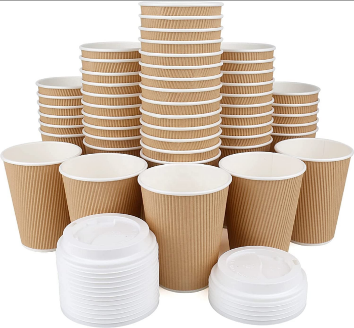 Corrugated Double Wall Paper Coffee Cup with Lid