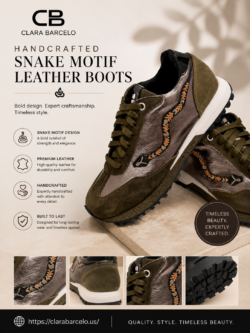 Premium Snake Motif Leather Boots – Clara Barcelo Luxury Style