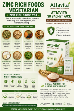 Zinc Foods Vegetarian | Zinc Rich Foods Veg | Attavita 30 Sachet Pack Nutrition Supplement