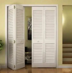 White Primer Finish Double Bifold Louver Doors