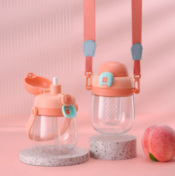 BPA Free Kids Tritan Water Bottle with Straw/Strap