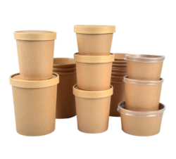 Take Away Disposable Kraft Paper Soup Bucket Bowl with Lid