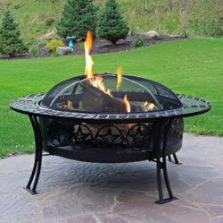 Outdoor Round Patio Fire Pit with Mesh Spark Screen