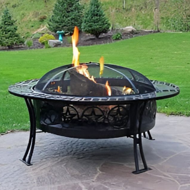 Outdoor Round Patio Fire Pit with Mesh Spark Screen