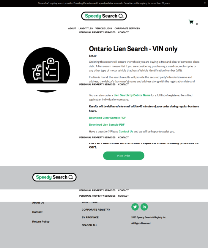 Professional Vin Search Services in Ontario