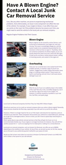 Have A Blown Engine? Contact A Local Junk Car Removal Service