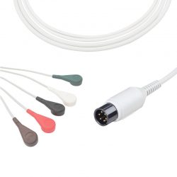 A5037-EC1 AAMI Compatible Direct-Connect ECG Cable 5-lead Snap, AHA 6pin