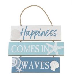 Hanging Wood Plank Welcome Blue Beachy Wooden Sign JX2112011