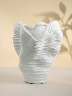 Qeyri Nordic Abstract Ceramic Vase – White