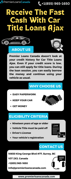 Receive The Fast Cash With Car Title Loans Ajax